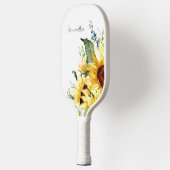 Elegant Waterverf Zonnebloemen, gepersonaliseerd Pickleball Paddle (Links)