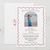 Elegant Wavy Frame Bridal Shower Photo Invitation (Devant / Derrière)