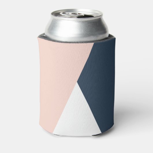 Elegant wazige roze en marinesblauwe geometrische blikjeskoeler (Blikje Achterkant)