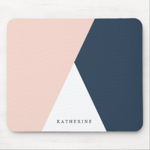 Elegant wazige roze en marinesblauwe geometrische muismat
