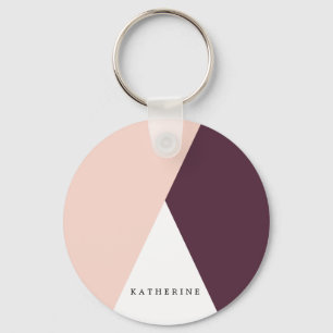 Elegant wazige roze en stevige geometrische drieho sleutelhanger