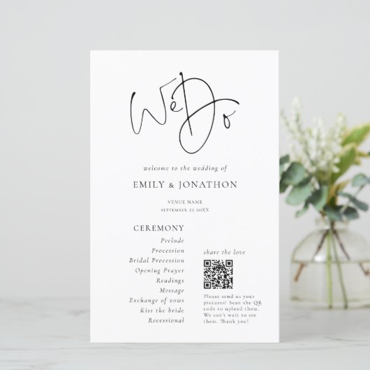 Elegant We delen foto's QR Code Trouwprogramma (Staand voorkant)
