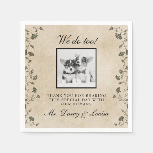 Elegant  We Do Too Dog Pet Kinder Bruiloft Servet (Voorkant)