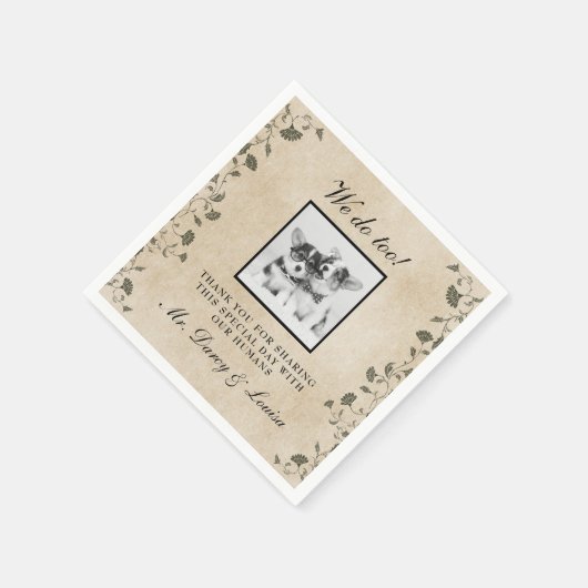 Elegant  We Do Too Dog Pet Kinder Bruiloft Servet (Hoek)