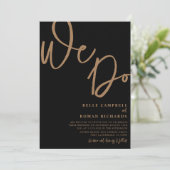 Elegant We doen Script Black en Gold Weddenschap Kaart (Staand voorkant)