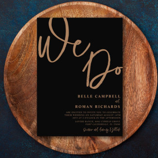Elegant We doen Script Black en Gold Weddenschap Kaart