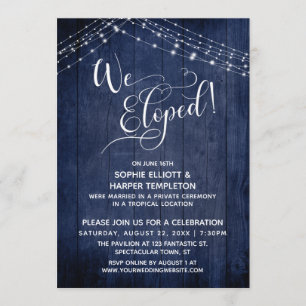 Elegant We Eloped Typografie & Lichten, Marine Hou Kaart
