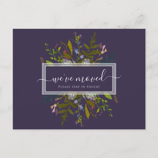 Elegant We hebben Blue Botanical Script verplaatst Briefkaart (Voorkant)