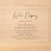 Elegant We zijn Eloping bruiloft receptie Acryl Uitnodigingen (Voorkant)