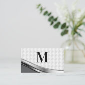 Elegant Weave Patroon | Silver Metallic | QR-code Visitekaartje (Staand voorkant)