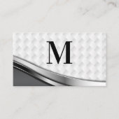 Elegant Weave Patroon | Silver Metallic | QR-code Visitekaartje (Voorkant)