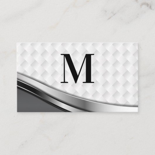 Elegant Weave Patroon | Silver Metallic | QR-code Visitekaartje (Voorkant)