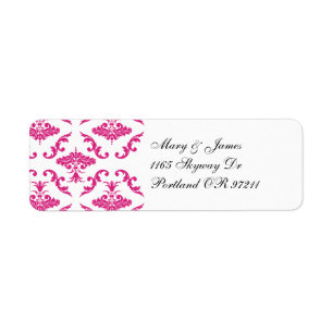 Elegant Weddenschap Adres Roze Damask Etiket