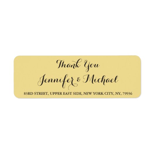 Elegant Weddenschap Bedankt dat je het adres terug Etiket (Voorkant)