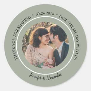 Elegant Weddenschap Bedankt voor je foto-zegelbede Ronde Sticker