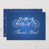 Elegant Weddenschap Dank je wel Tandem Bike Blue Notitiekaartje (Voorkant / Achterkant)