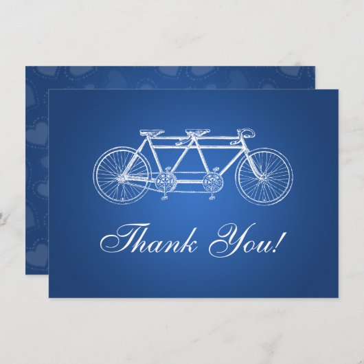Elegant Weddenschap Dank je wel Tandem Bike Blue Notitiekaartje (Voorkant / Achterkant)