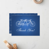 Elegant Weddenschap Dank je wel Tandem Bike Blue Notitiekaartje (Voorkant / Achterkant in situ)