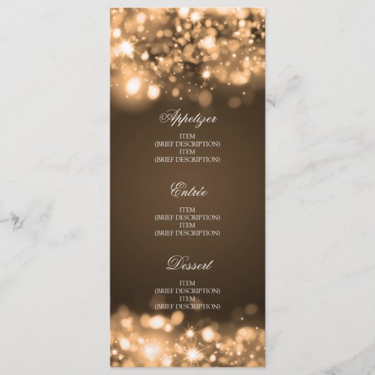 Elegant Weddenschap Menu Mousserende lichten Gold (Voorkant)