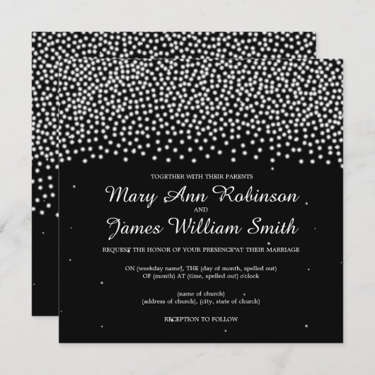 Elegant Weddenschap Simple Sparkle Black Kaart (Voorkant / Achterkant)