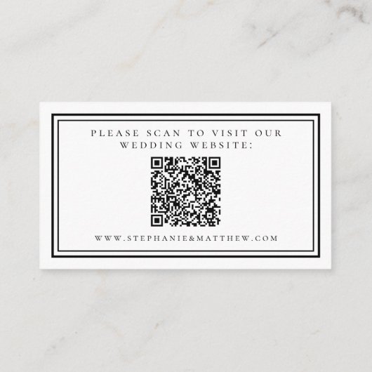 Elegant Weddenschap Website Modern QR Code Black W Informatiekaartje (Achterkant)