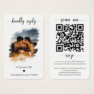 Elegant Weddenschap Website QR Code Foto RSVP Card Visitekaartje