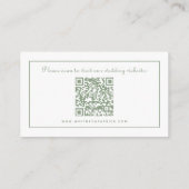 Elegant Weddenschap Website QR Code Sage Green Scr Informatiekaartje (Achterkant)