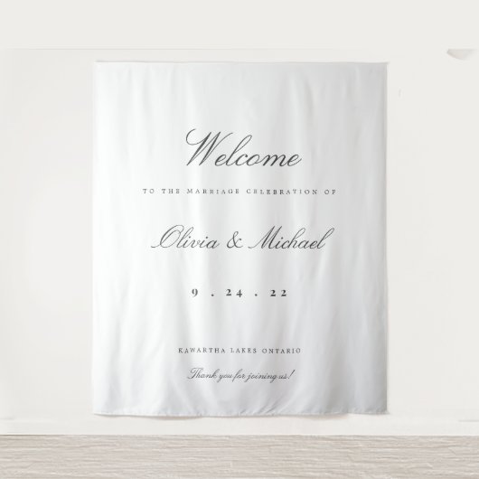 Elegant Weddenschap Welkom - Aangepaste achtergron Wandkleed (Voorkant)
