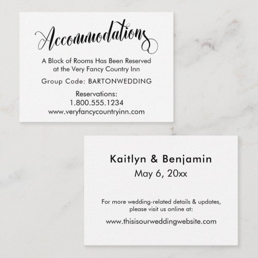 Elegant Wedding Accommodations Insert-kaarten Informatiekaartje (Voorkant / Achterkant)