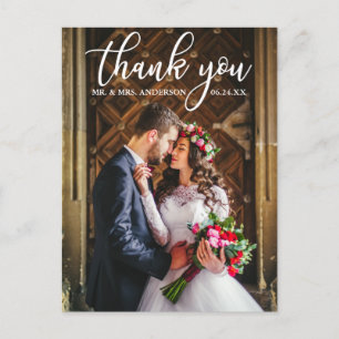 Elegant Wedding Bedankt Bride en Groom Foto Briefkaart
