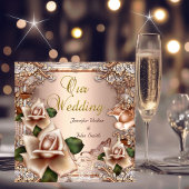 Elegant Wedding Beige Cream Gold Roos Kaart