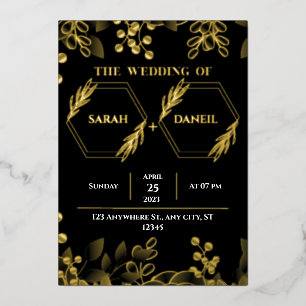 Elegant Wedding Black and Gold Foil Invitation Folie Uitnodiging