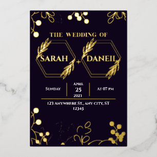 Elegant Wedding Black and Gold Foil Invitation Folie Uitnodiging