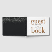 Elegant Wedding Black design met Glitter Modern Gastenboek (Volledig)