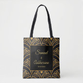 Elegant Wedding Black Gold Stylish Personaliseren Draagtas (Voorkant)