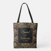 Elegant Wedding Black Gold Stylish Personaliseren Draagtas (Achterkant)