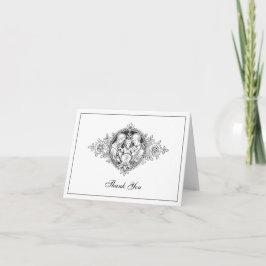 Elegant Wedding Black & White Religies Bedankkaart