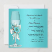 Elegant Wedding Blauwgroen Blue Beige Rozen Flower Kaart (Achterkant)