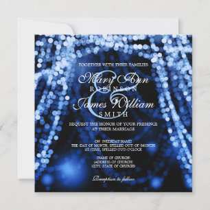 Elegant Wedding Blue String Lights Kaart