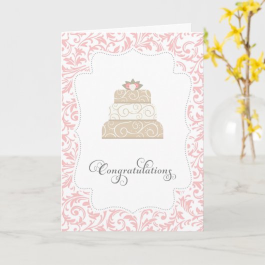 Elegant Wedding Cake Gefeliciteerd Kaart (Gele Bloem)