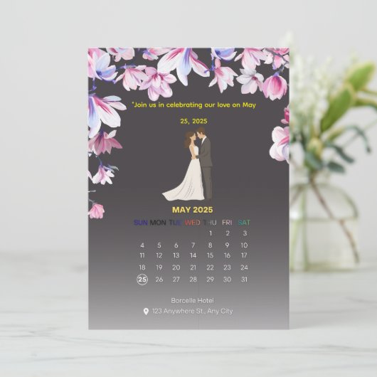 Elegant Wedding Calendar Invitation (Debout devant)
