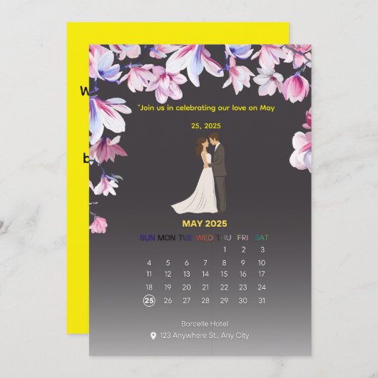 Elegant Wedding Calendar Invitation (Devant / Derrière)