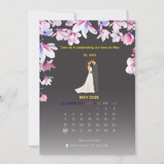 Elegant Wedding Calendar Invitation Kaart
