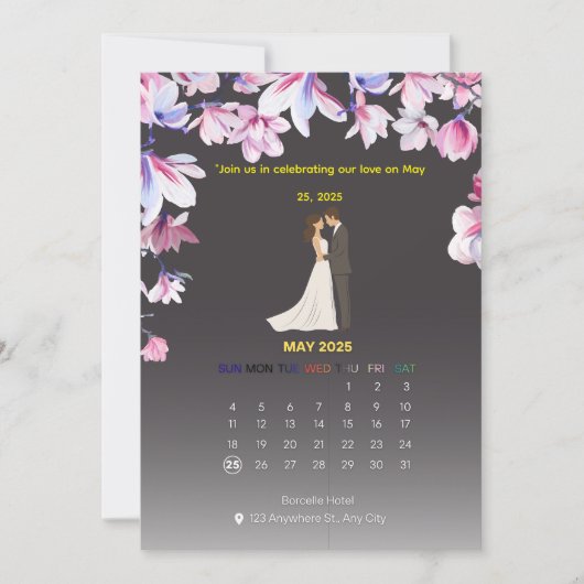 Elegant Wedding Calendar Invitation Kaart (Voorkant)