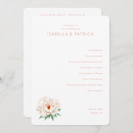 Elegant Wedding Ceremony Program Programma (Voorkant / Achterkant)