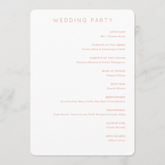 Elegant Wedding Ceremony Program Programma (Achterkant)