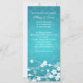 Elegant Wedding Cherry Blossom Blue Kaart (Achterkant)