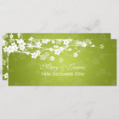 Elegant Wedding Cherry Blossom Lime Green Kaart (Voorkant / Achterkant)