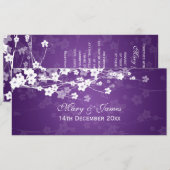 Elegant Wedding Cherry Blossom Paars Kaart (Voorkant / Achterkant)