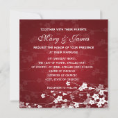 Elegant Wedding Cherry Blossom Red Kaart (Achterkant)